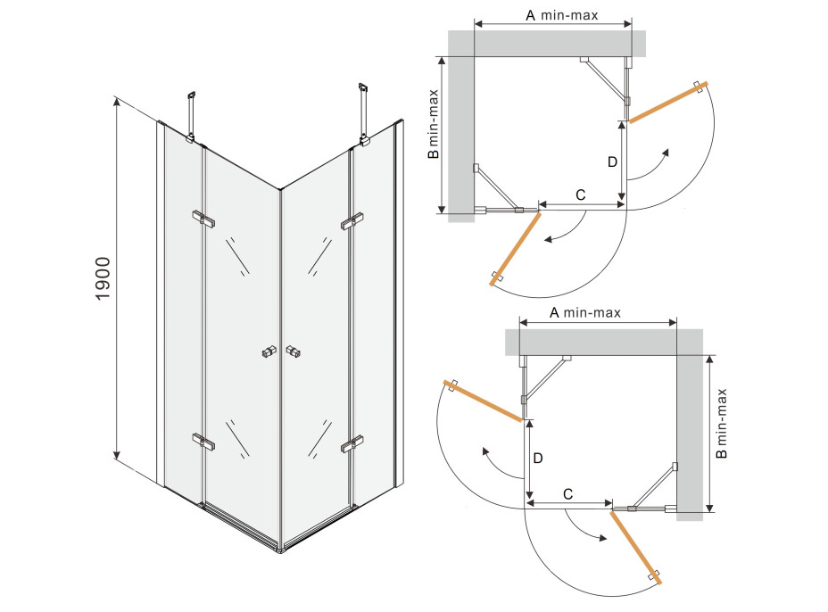 Sprchovací kút maxmax ROMA DUO 90x105 cm