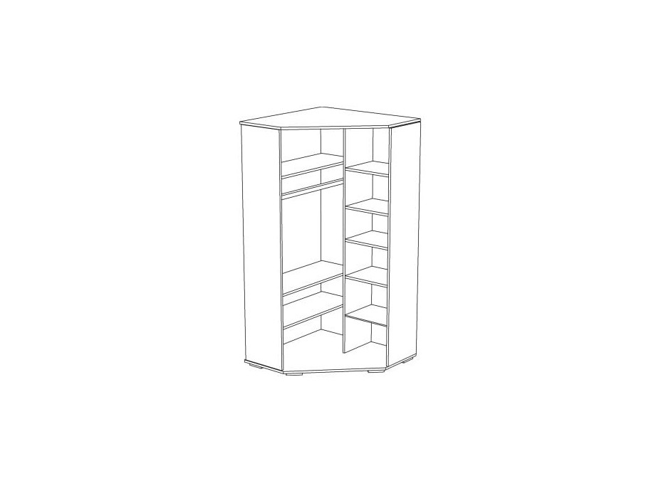 Rohová šatníková skriňa s policami a tyčou na ramienka - BLUE - vysoký lesk