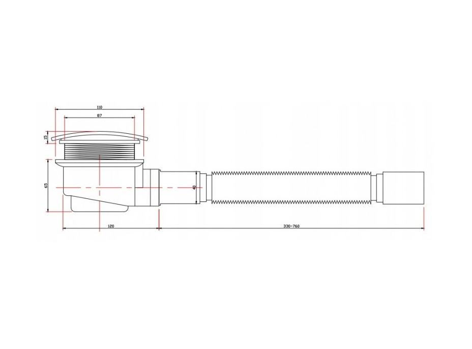 Sifón do sprchovej vaničky MEXEN - 90 mm - chrómový, 49000-00