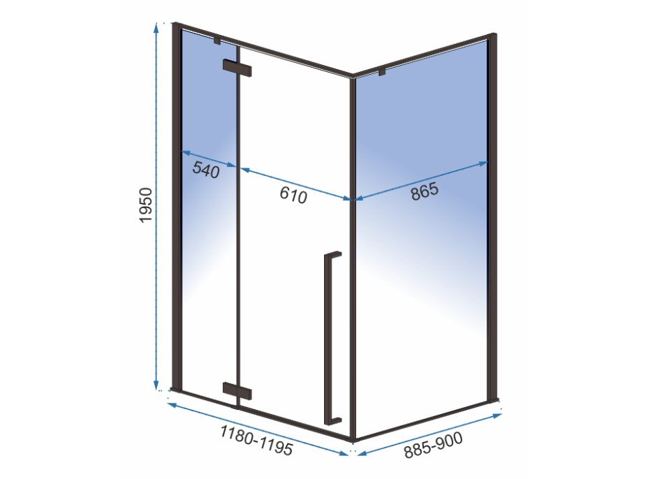 Sprchovací kút MAXMAX Rea FARGO 120x90 cm - čierny