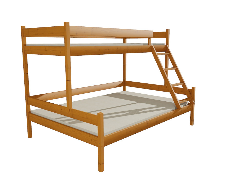 Detská poschodová posteľ s rozšíreným spodným lôžkom z MASÍVU 200x90cm BEZ ZÁSUVKY - PPS002