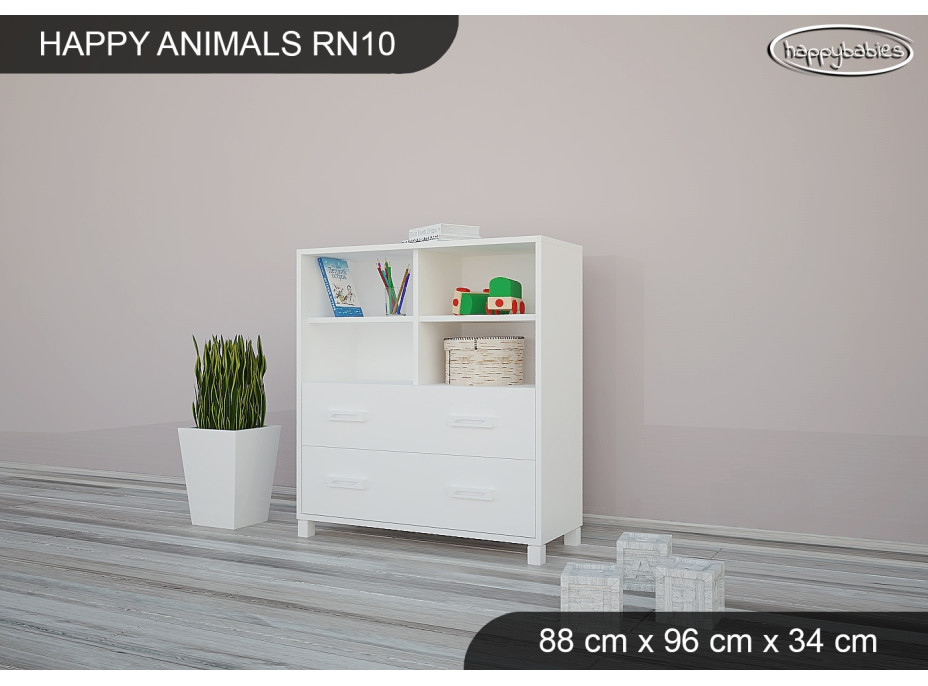 SKLADOM: Detský úložný regál - TYP 10 - NÍZKY - biely