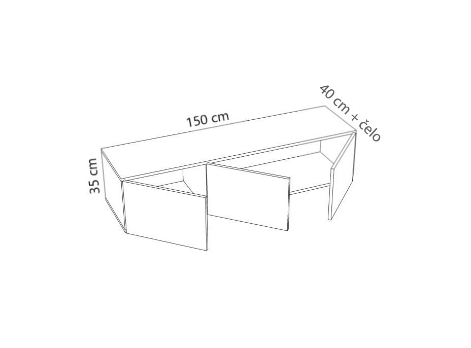 Televízny stolík MODERN - 150x40x35 cm - s držadlami a nohami