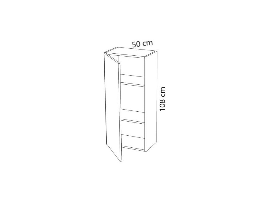 Závesná skrinka MODERN - 50x30x108 cm - biela lesklá - push to open - ľavá