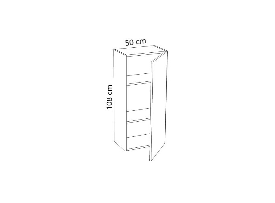 Závesná skrinka MODERN - 50x30x108 cm - biela lesklá - push to open - pravá