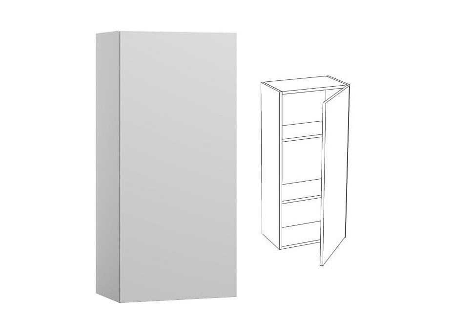 Závesná skrinka MODERN - 50x30x108 cm - biela lesklá - push to open - pravá