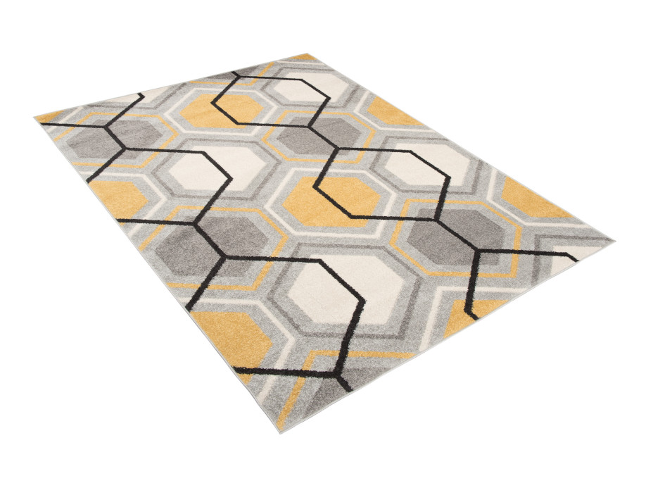 Kusový koberec AZUR plást - sivý/tmavosivý/oranžový