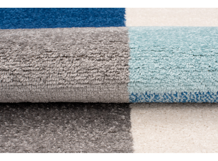Kusový koberec AZUR bloky - sivý / tyrkysový / modrý
