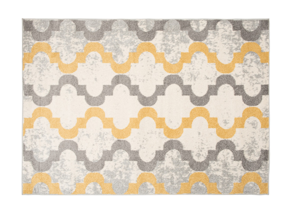 Kusový koberec AZUR maroko - sivý / biely / žltý