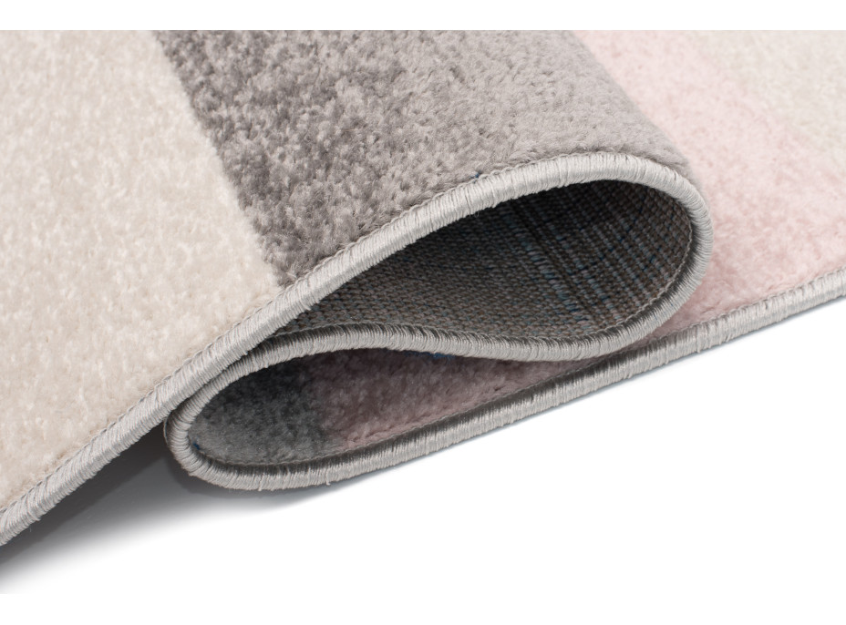 Kusový koberec AZUR pruhy - biely/ružový/sivý