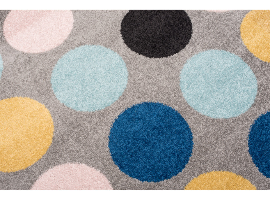 Kusový koberec AZUR bodky - sivý/tyrkysový/ružový