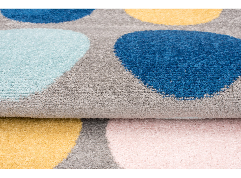 Kusový koberec AZUR bodky - šedý/tyrkysový/ružový