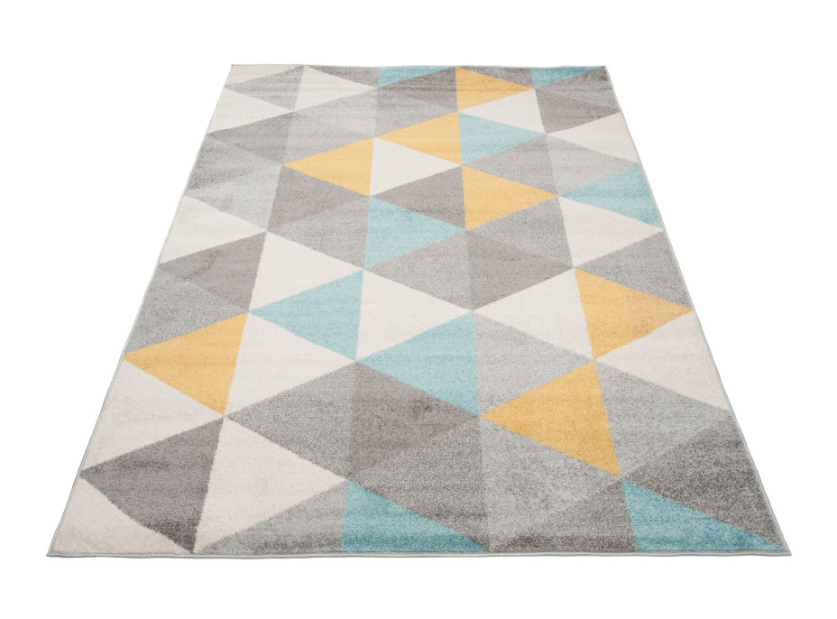 Kusový koberec AZUR trojuholníky typ A - šedý/žltý/tyrkysový