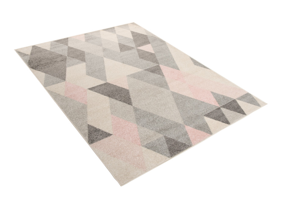 Kusový koberec AZUR trojuholníky typ F - šedý/ružový