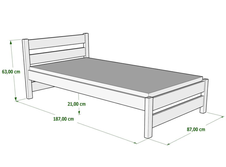 Detská posteľ z masívu KARAS - 180x80 cm