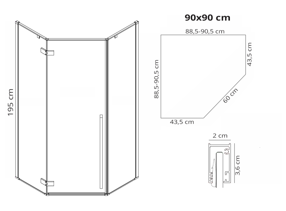 Sprchovací kút MAXMAX Rea DIAMOND 90x90 cm - zlatý