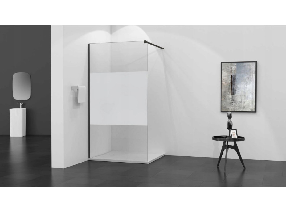 Kúpeľňová pevná zástena maxmax KIOTO BLACK 120 cm - číre / mat