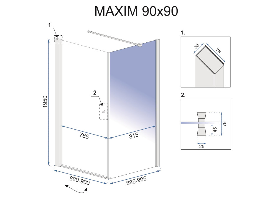 Sprchový kout MAXIM 90x90 cm