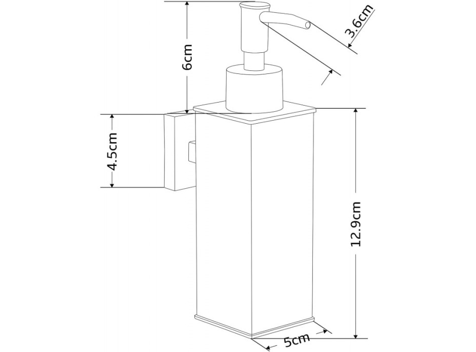 Závesný hranatý dávkovač mydla MEXEN s pumpičkou - nerezová oceľ - chrómový, 70628-00