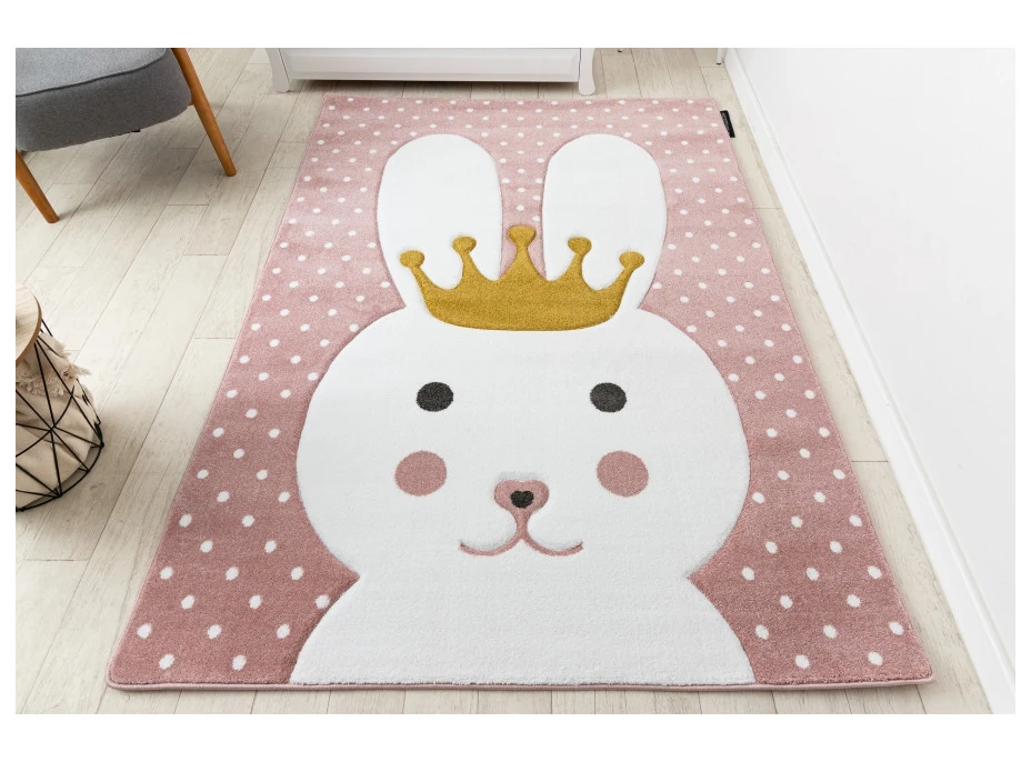 SKLADOM: Detský kusový koberec PETM Král králik - ružový - 200x290 cm