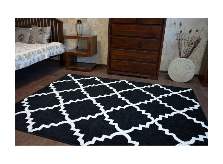 SKLADOM: Moderné koberec čierno-biely F343 - 200x290 cm