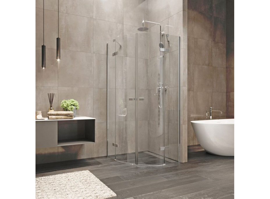 Nové sprchovací kút, R 550, 90x90x200 cm, pántový, chróm ALU, sklo číre 6 mm, EC