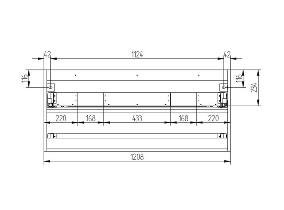 Kúpeľňová skrinka s keramický umývadlom 120 cm, biela