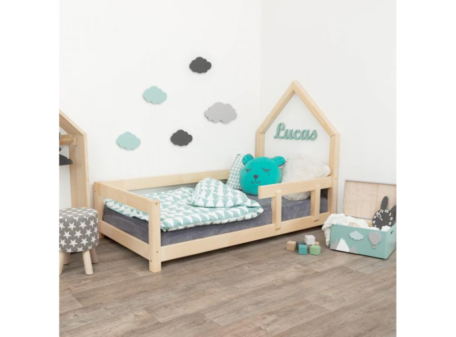 Detská Domčekové posteľ z masívu 200x90 cm Poppy sa zábranami