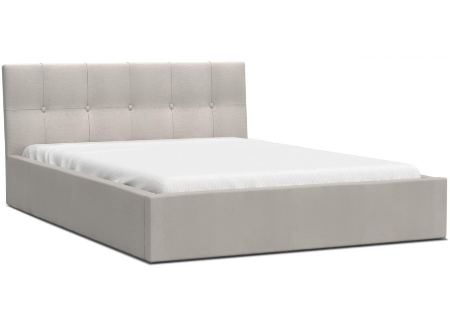 Posteľ RINO 200x90 cm s úložným priestorom - velúr čalúnenie - krémová