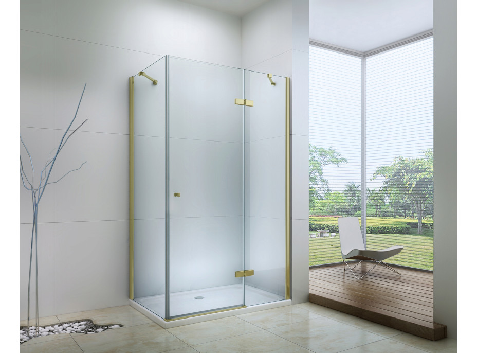 Sprchovací kút ROMA 100x70 cm - zlatý - číre sklo