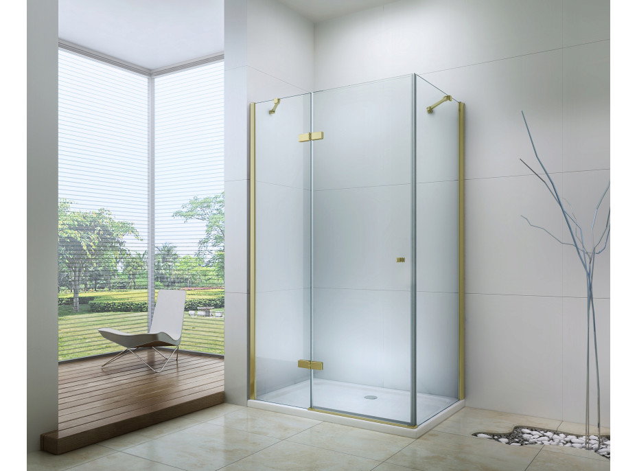 Sprchovací kút ROMA 90x100 cm - zlatý - číre sklo