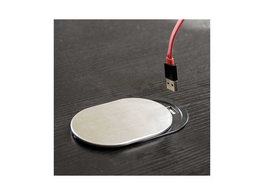 Vstavaná zásuvka do dosky s posuvnou krytkou - 1 zásuvka + USB - strieborná