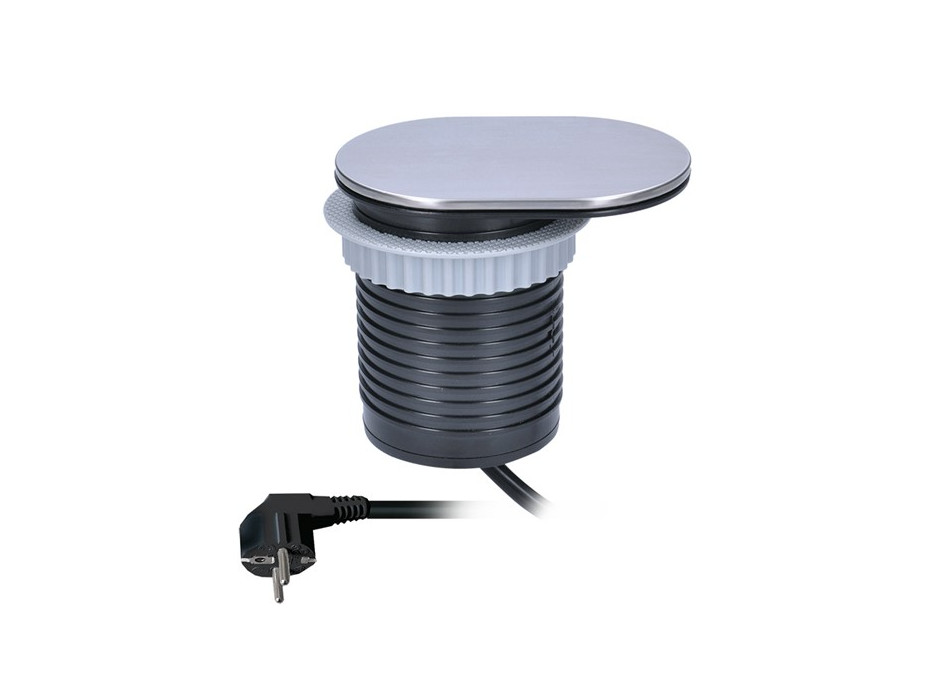 Vstavaná zásuvka do dosky s posuvnou krytkou - 1 zásuvka + USB - strieborná