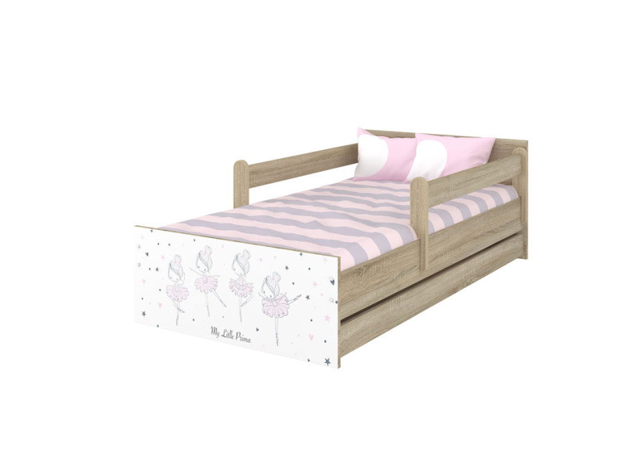Detská posteľ MAX - 160x80 cm - RUŽOVÁ BALETKA - dub sonoma