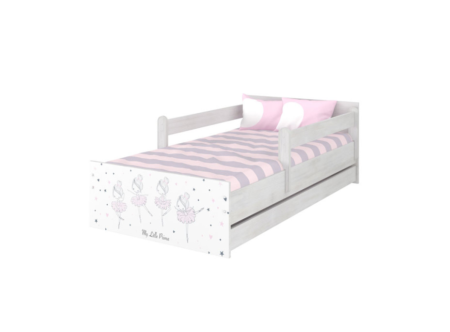 Detská posteľ MAX - 200x90 cm - RUŽOVÁ BALETKA - nórska borovica