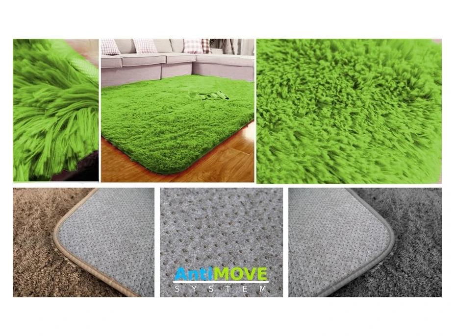 Detský plyšový koberec TMAVO ZELENÝ