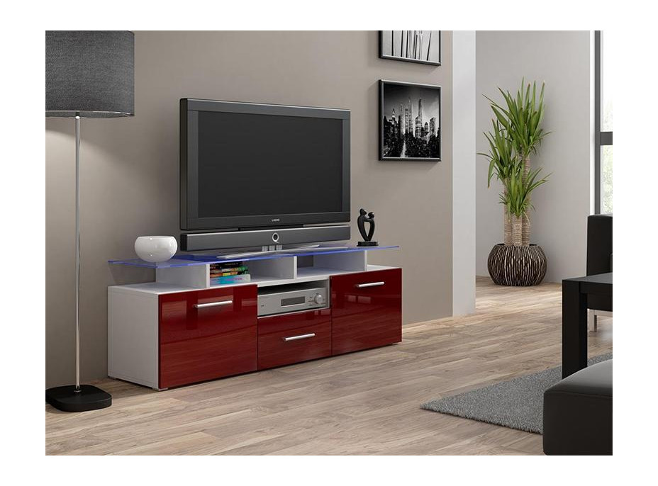 Televízny stolík EVA mini - biely / červený lesklý