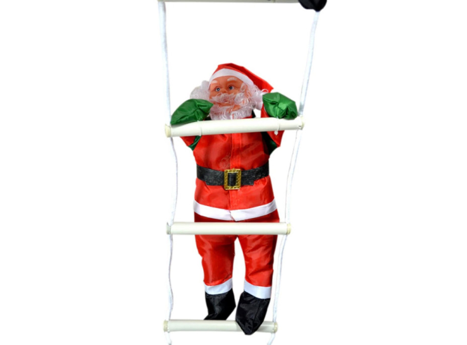Vianočná svietiace LED dekorácie Santa na rebríku - 95 cm