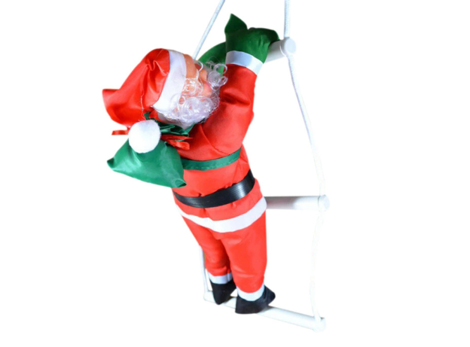 Vianočná svietiace LED dekorácie Santa na rebríku - 95 cm