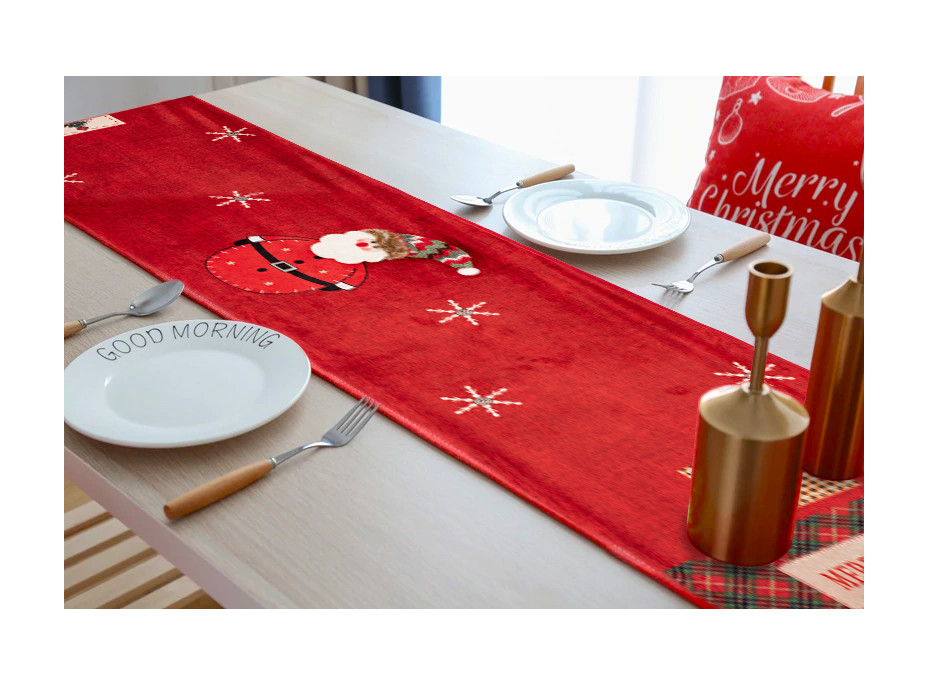 Vianočný behúň na stôl MERRY CHRISTMAS - 35x170 cm - červený