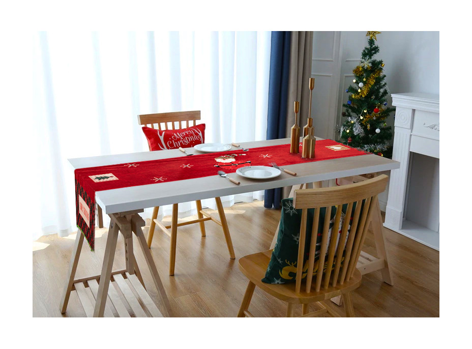 Vianočný behúň na stôl MERRY CHRISTMAS - 35x170 cm - červený