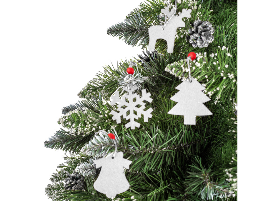 Vianočné látkové závesné ozdoby na stromček 16 ks - biele