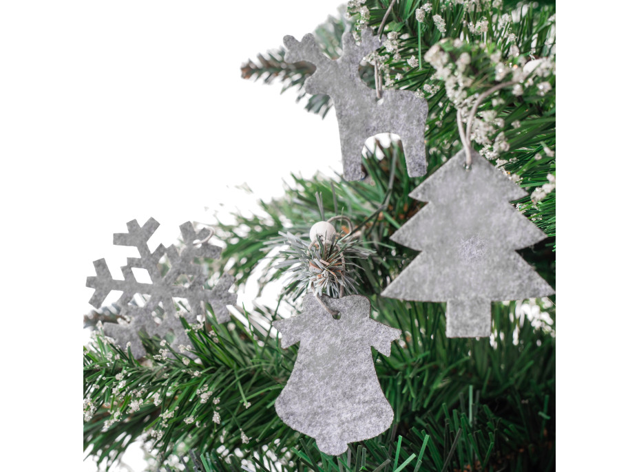 Vianočné látkové závesné ozdoby na stromček 16 ks - šedé
