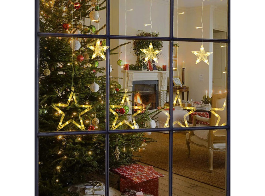 Vianočná svietiace reťaz - hviezdy - 92 LED - 250x110 cm