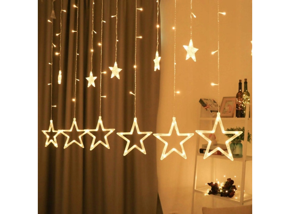 Vianočná svietiace reťaz - hviezdy - 92 LED - 250x110 cm