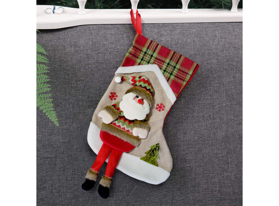 Vianočné závesná ponožka so Santom na malé darčeky - 53x30 cm