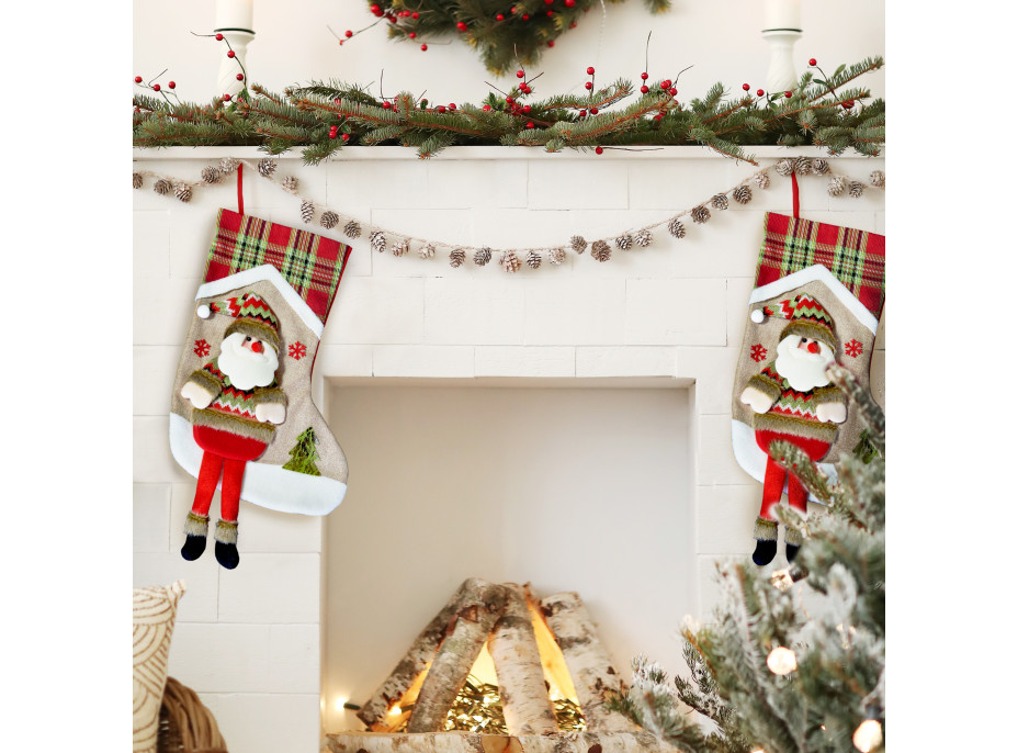 Vianočné závesná ponožka so Santom na malé darčeky - 53x30 cm