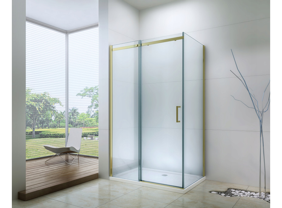 Sprchovací kút OMEGA 120x90 cm - zlatý - číre sklo