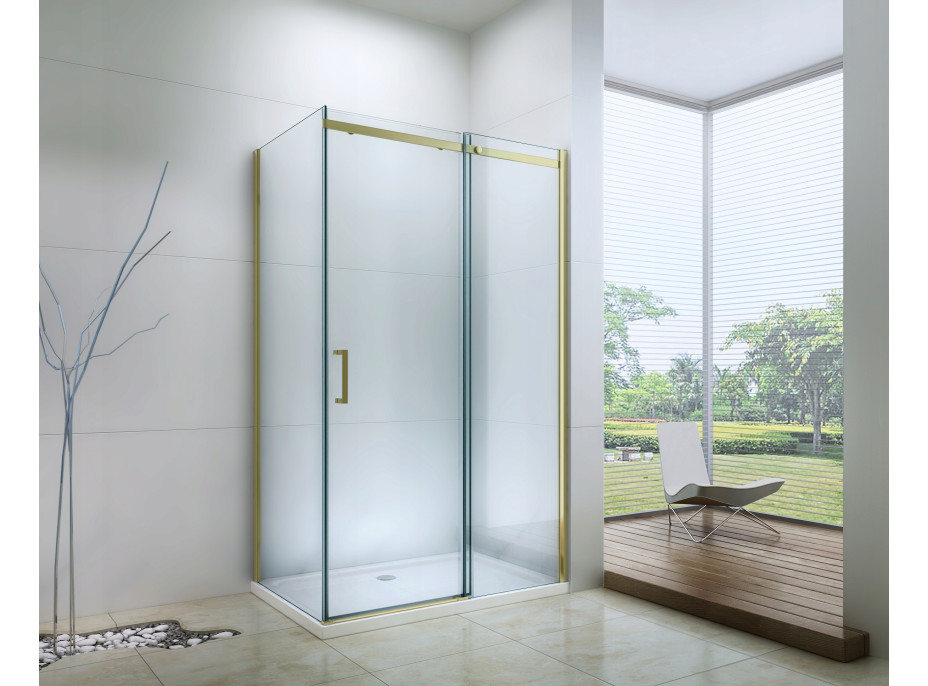 Sprchovací kút OMEGA 110x90 cm - zlatý - číre sklo