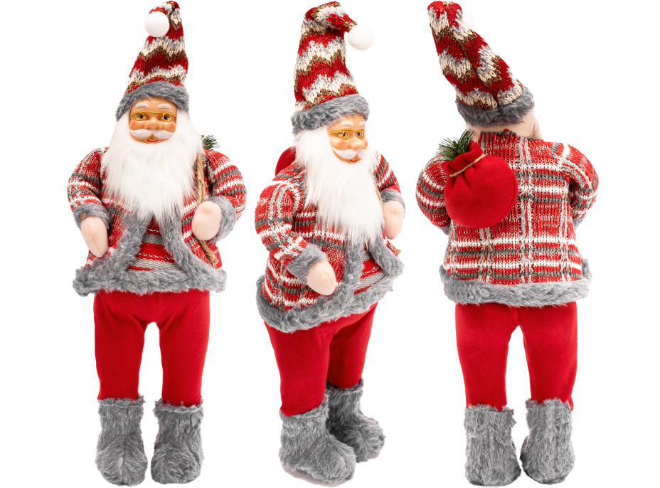 Vianočné dekoratívne figúrka Santa Claus s vrecom - 62 cm